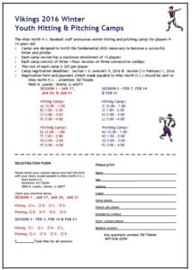 Vikings 2016 Winter Youth Hitting and Pitching Camps